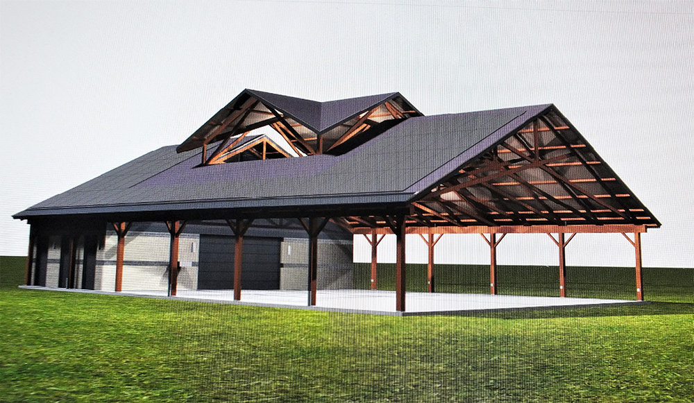 A rendering of the proposed Lewis C DiStasi Jr Pavilion that will be built on the Village Field, near the hamlet.
